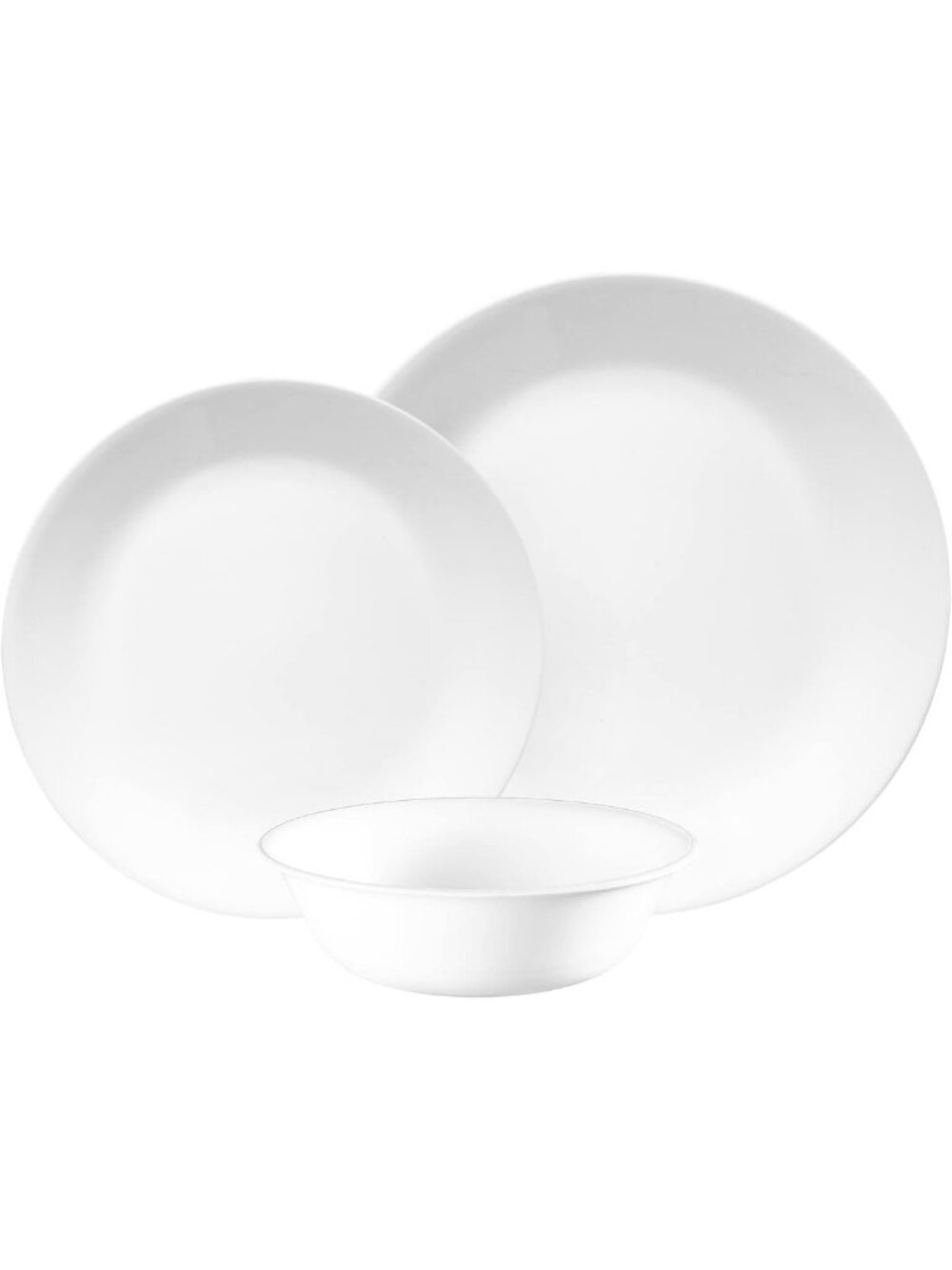 Elegant 12pc Dinnerware Set for 4 - Winter Frost White Plates & Bowls, Perfect